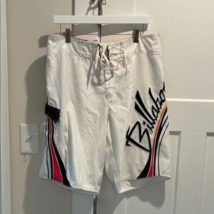 Billabong Men's White Board Shorts Mark Occhilupo Signature Design